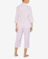 3/4 Sleeve Classic Notch Collar Capri Pajama Set