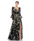 Фото #1 товара Women's Embroidered Bishop Sleeve V Neck Flowy Gown