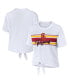 Women's White USC Trojans Striped Front Knot Cropped T-shirt