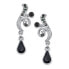 ფოტო #1 პროდუქტის Silver-Tone Black and Hematite Color Crystal Vine Drop Earrings