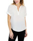 Women's Split-Neck Rolled-Cuff Top