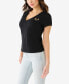ფოტო #5 პროდუქტის Women's Shorts Sleeve Ombre Crystal Horseshoe V-neck T-shirt