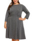 Фото #3 товара Plus Size Ponté-Knit 3/4-Sleeve Midi Dress