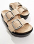 Pull&Bear faux suede double strap sandal in stone Серый, EU 37 - EU37 - фото #2