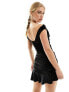 Фото #10 товара COLLUSION velvet off the shoulder mini dress in black