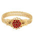 14K Gold-tone Siam Red Flower Overlay Belt Bracelet