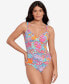 ფოტო #1 პროდუქტის Surplice Printed One-Piece Swimsuit