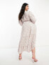 Фото #4 товара Collective the Label Curve exclusive high low ruffle maxi dress in ivory rose