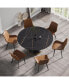 Фото #1 товара 59.05" Modern Artificial Stone Round Black Carbon Steel Base Dining Table-Can Accommodate 6 People