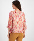 Фото #2 товара Women's Texture Garden Printed Ruffled Necklace Top, Created for Macy's