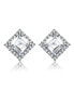 ფოტო #1 პროდუქტის White Gold Plated Cubic Zirconia Square Stud Earrings