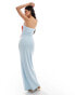 Фото #3 товара Kaiia mesh bandeau maxi dress in light blue and orange lily print