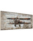Фото #2 товара Model airplane Metallic Handed Painted Rugged Wooden Wall Art, 24" x 60" x 2.6"