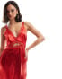 Фото #2 товара Never Fully Dressed lace cut-out slip midaxi dress in red