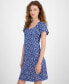 Фото #4 товара Women's Printed Knit Flutter-Sleeve Dress