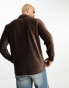 Фото #2 товара Polo Ralph Lauren icon logo knit cord long sleeve polo classic oversized fit in brown