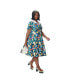 ფოტო #1 პროდუქტის Plus Size Teal & Multicolor Mushroom Swing Dress