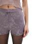 Фото #2 товара Reclaimed Vintage mini hot pant lace short with bow in purple