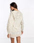 Object wrap front shirt in mixed neutral stripe