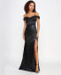 Фото #1 товара Juniors' Cowl-Neck High-Slit Boned-Bodice Gown