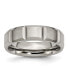 ფოტო #1 პროდუქტის Titanium Satin and Polished Grooved Wedding Band Ring