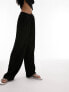 Topshop co-ord linen look wide leg relaxed trouser in black