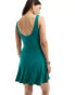 Фото #4 товара ASOS DESIGN scoop neck mini dress with skater skirt in green