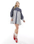 ASOS DESIGN oversized mini shirt dress in navy two tone stripe Zweifarbiges Streifenmuster, 36 - фото #3