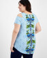 ფოტო #2 პროდუქტის Plus Size Julia Jungle Cold-Shoulder Top, Created for Macy's