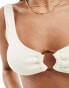 4th & Reckless ring front crinkle bikini top in cream