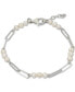 ფოტო #1 პროდუქტის Cultured Freshwater Pearl (4 - 4-1/2mm) Paperclip Link Bracelet in Sterling Silver