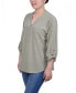 Фото #3 товара Petite Roll Tab Sleeve Blouse with Pockets