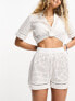 River Island twist front cutwork beach top co-ord in white