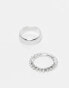 Фото #3 товара Faded Future band and pearl detail pack of 2 rings in silver