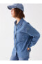 Фото #1 товара Düz Uzun Kollu Oversize Kadın Jean Gömlek Ceket