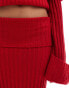 Фото #5 товара SNDYS rib knit foldover maxi skirt co-ord in red