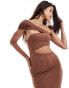 ASOS DESIGN cut away bandeau dress with one shoulder detail in brown Коричневый, M - EU 40-42 - фото #2