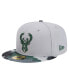 Фото #1 товара Men's Gray Milwaukee Bucks Active Color Camo Visor 59fifty Fitted Hat