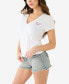 ფოტო #7 პროდუქტის Women's Shorts Sleeve Ombre Crystal Horseshoe V-neck T-shirt