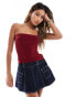 Фото #2 товара ASOS DESIGN slinky double layer bandeau top in burgundy