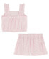 Фото #2 товара Little Girls Striped Crinkle Jacquard Shorts Set