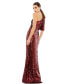 ფოტო #2 პროდუქტის Women's Women's Embellished Bell Sleeve One Shoulder Neck Trumpet Gown