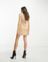 Фото #4 товара & Other Stories knitted mini dress with button detail in beige