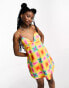 Фото #1 товара COLLUSION mini printed satin summer slip dress in multi