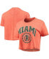 Фото #1 товара Women's Orange Distressed Miami Hurricanes Edith Vintage-Like Burnout Crop T-shirt