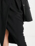Closet London wrap midi skirt in black