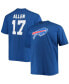 Men's Big and Tall Josh Allen Royal Buffalo Bills Player Name Number T-shirt