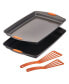 Фото #1 товара Bakeware Oven Lovin' Nonstick Double Batch Cookie Pan and Utensil Set, 4-Pc., Orange Handles