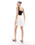 Фото #4 товара Extro & Vert corset contrast mini dress with pleated skirt in mono