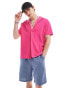 ASOS DESIGN relaxed one button shirt with revere collar in pink